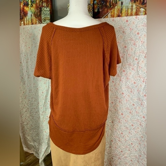 Vintage Mudd Women's Medium mudd Brown Inside out out Short Sleeve Shirt - Picture 8 of 11